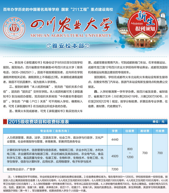 在哪儿能看见四川农业大学新生的班级名单和宿