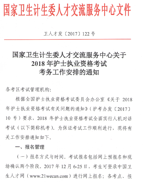 2018年广东梅州护士执业资格考试报名时间