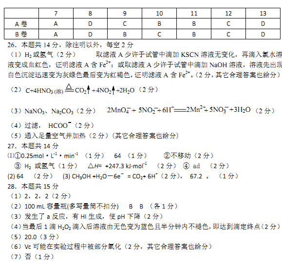 {唐山2016年三模答案}.