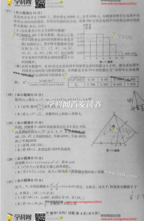 2014年安徽高考文科数学试卷(图片版)4
