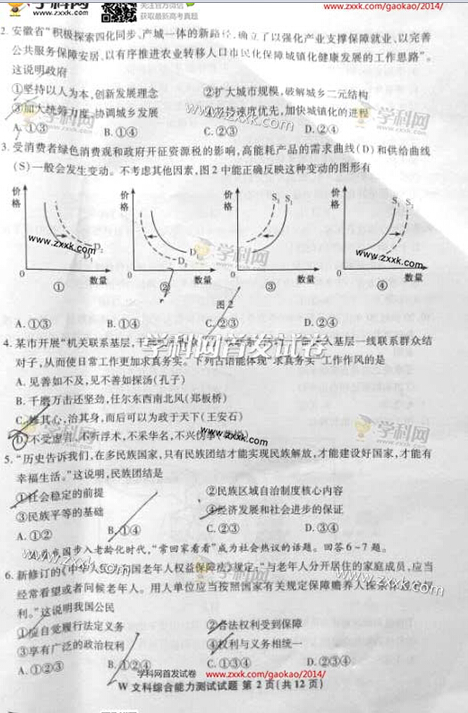 2014安徽高考文科综合试题(图片版)2