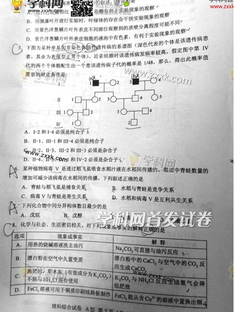 2014陕西高考理科综合试题(图片版) 2014陕西高考理科综合试题(图片版)
