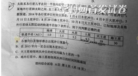 2014陕西高考理科综合试题(图片版)