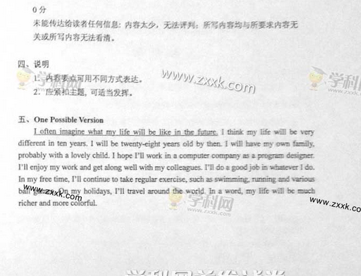 2014新疆高考英语试题答案(图片版)