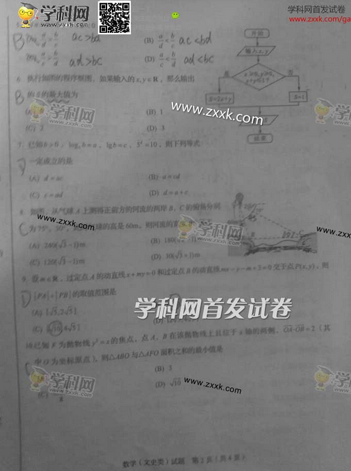 2014年四川高考文科数学试卷及答案(图片版)