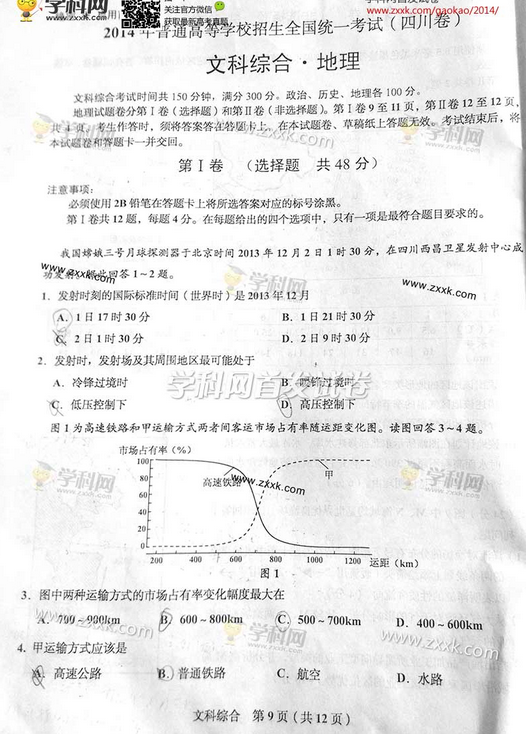 2014四川高考文科综合试题(图片版)