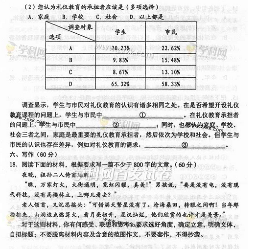 辽宁2014高考语文试卷及答案(图片版)