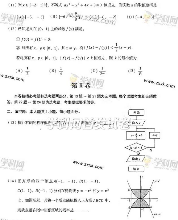 2014年辽宁高考理科数学试题图片版