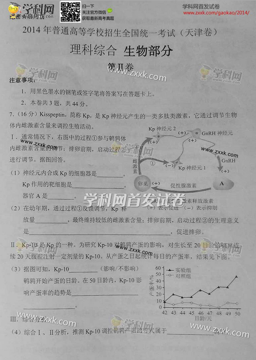 2014年天津高考理科综合试卷及答案(图片版)