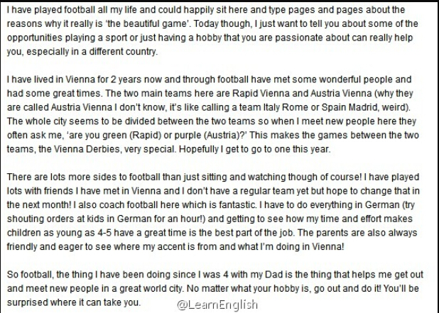 雅思口语语料：sports 足球2