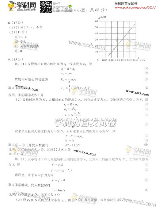 2014年四川高考理科综合试卷(图片版)