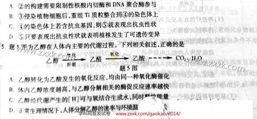 2014重庆高考理科综合试卷及答案(图片版)