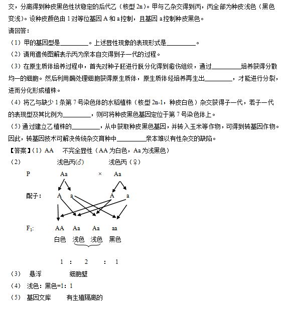2014浙江高考理科综合试卷答案(图片版)