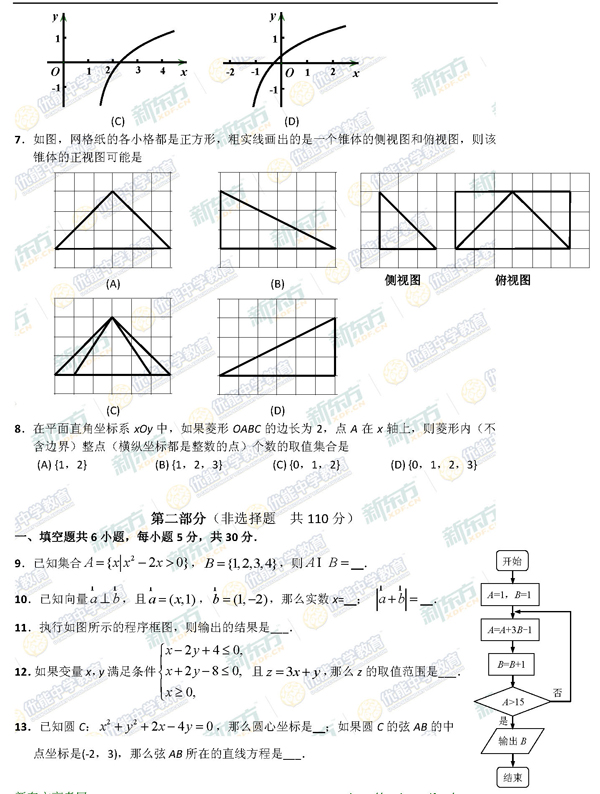 2014-2015丰台区高三上学期期末考试文科数学试题及答案