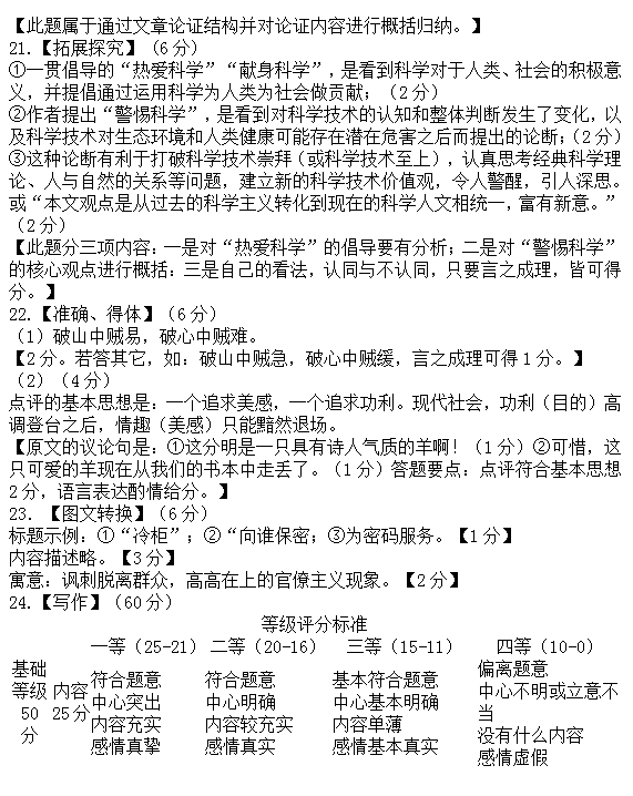 2015年广东省深圳市高三第一次调研考试语文试卷及答案
