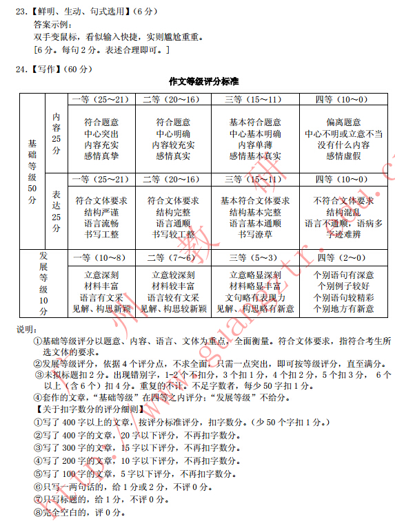 2015广州一模语文试题及答案