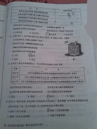 2015甘肃一诊政治试题及答案