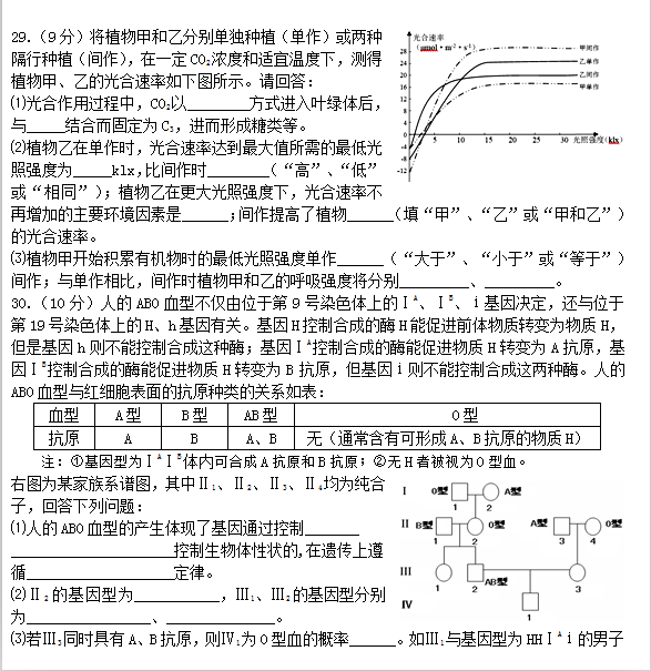 2015年黑龙江哈三中一模生物试题及答案