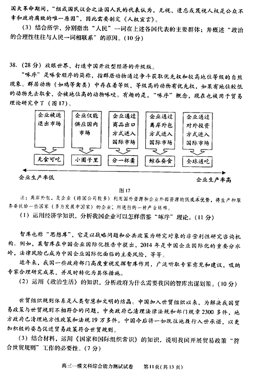 2015年北京西城区高三一模文综试题及答案