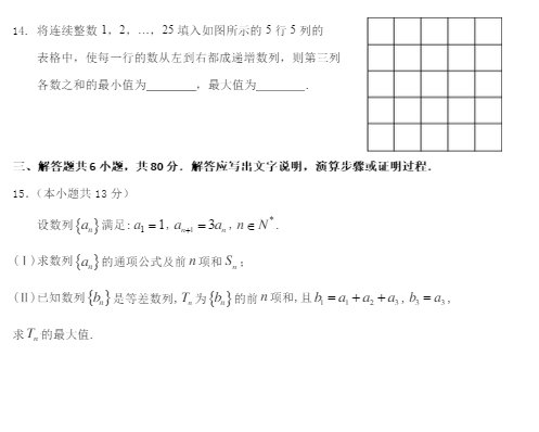 2015北京石景山高三一模文科数学试题