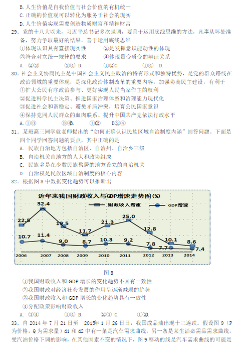 2015北京顺义高三一模地理试题
