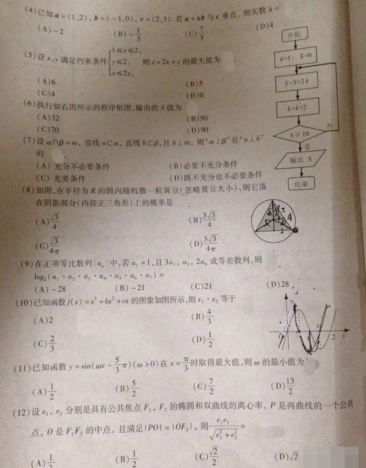 2015年4月贵州模考文科数学试题及答案
