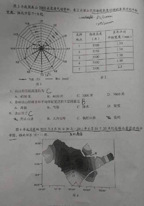2015云南第二次统测地理试题