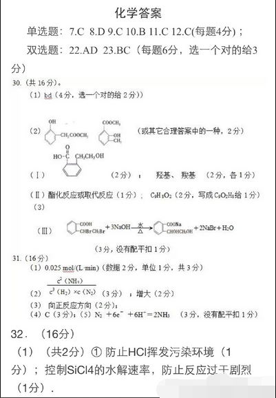 2015惠州一模化学答案