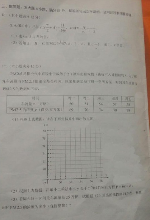 2015深圳二模文科数学试题