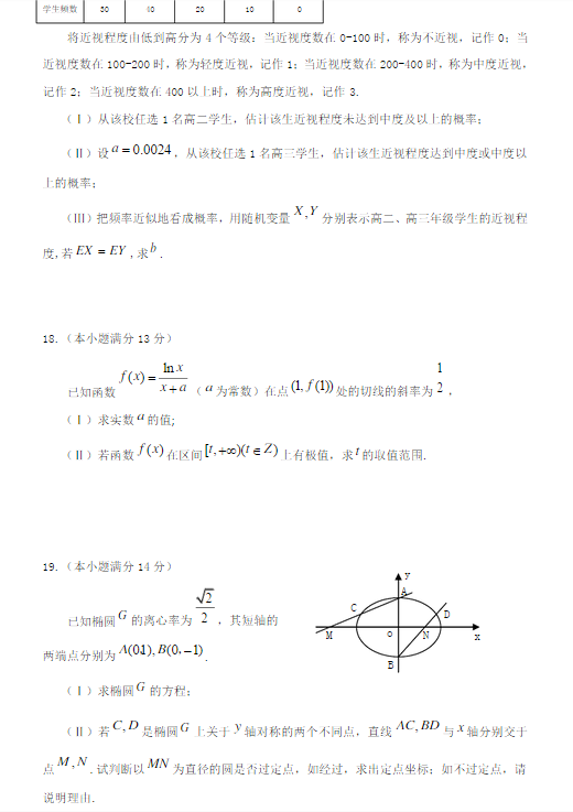 2015北京延庆高三一模理科数学试题