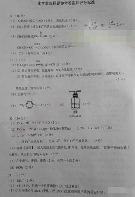 2015佛山二模理综试题及答案