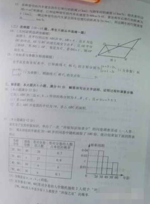 2015年广州二模文科数学试题