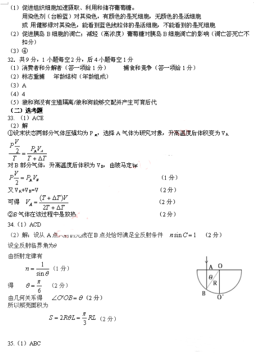 2015年南昌二模理综试题及答案