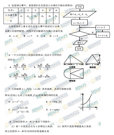 2015北京昌平高三二模理科数学试题及答案