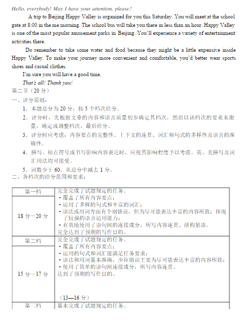 2015北京朝阳高三二模英语试题及答案