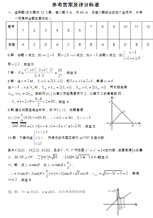 2015九江三模理科数学试题及答案