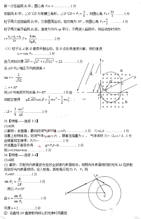2015唐山三模物理答案(第2页)