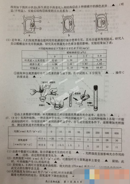 2015盐城三模生物试题及答案 2015盐城三模生物试题及答案