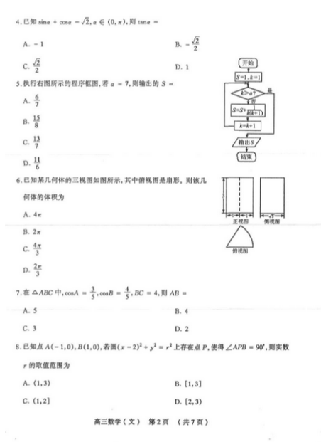 2015年太原二模文科数学试题及答案 2015年太原二模文科数学试题及答案
