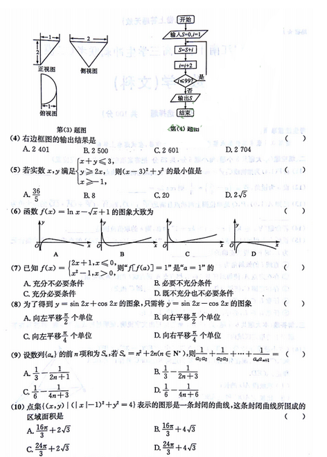 2015江南十校联考二模文科数学试题及答案
