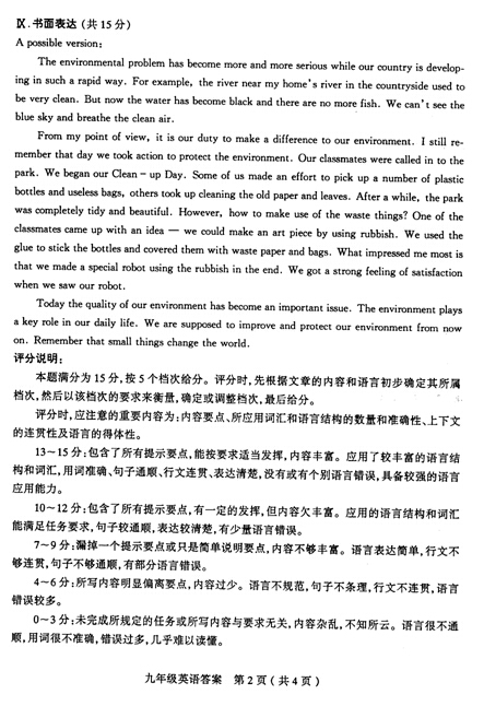 山西太原2015中考英语二模答案