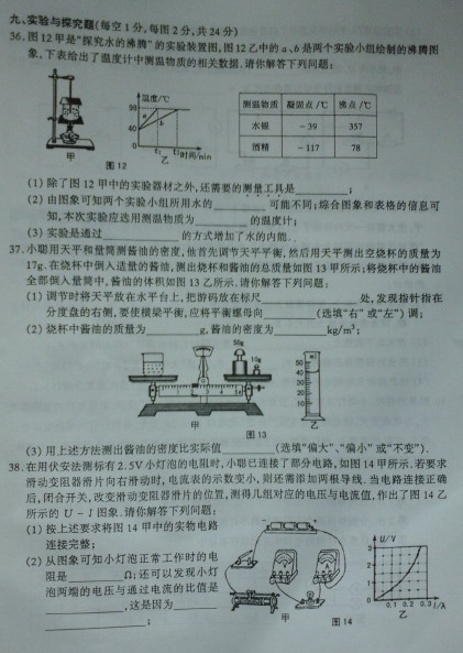 山西太原2015中考物理二模试题
