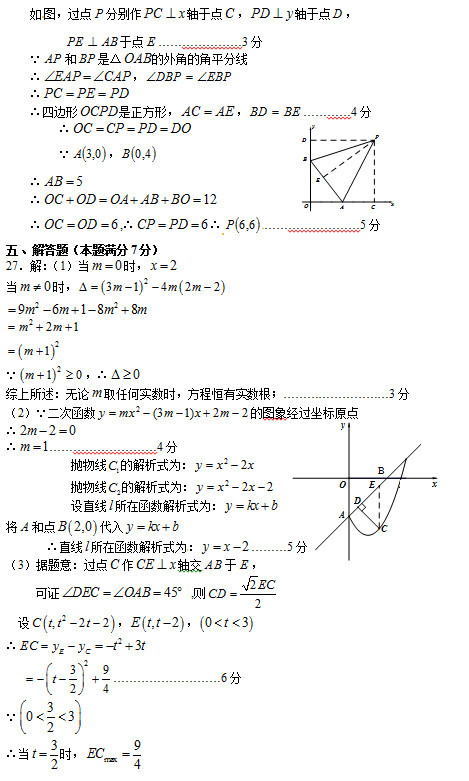 北京石景山区2015中考数学二模试题答案