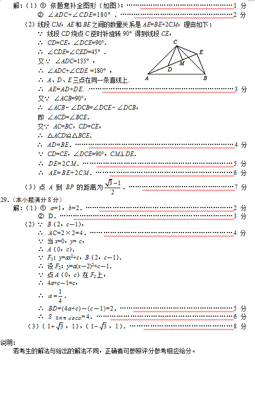 北京门头沟区2015中考数学二模试题答案