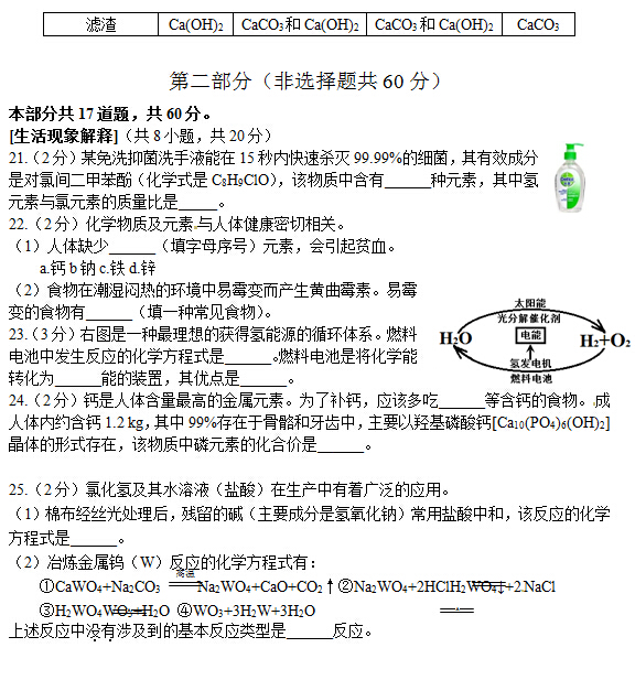 北京东城区2015中考化学二模试题