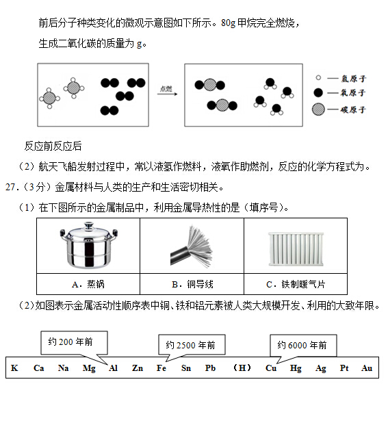 北京昌平区2015中考化学二模试题