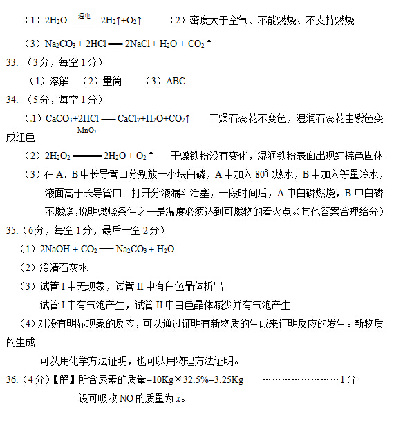 北京昌平区2015中考化学二模试题答案