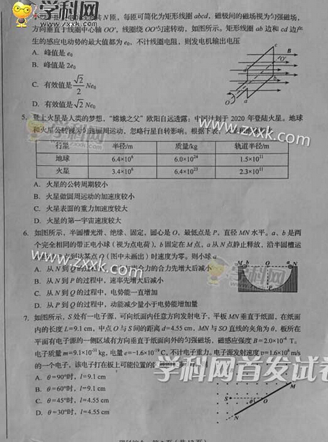 2015四川高考理综答案完整版