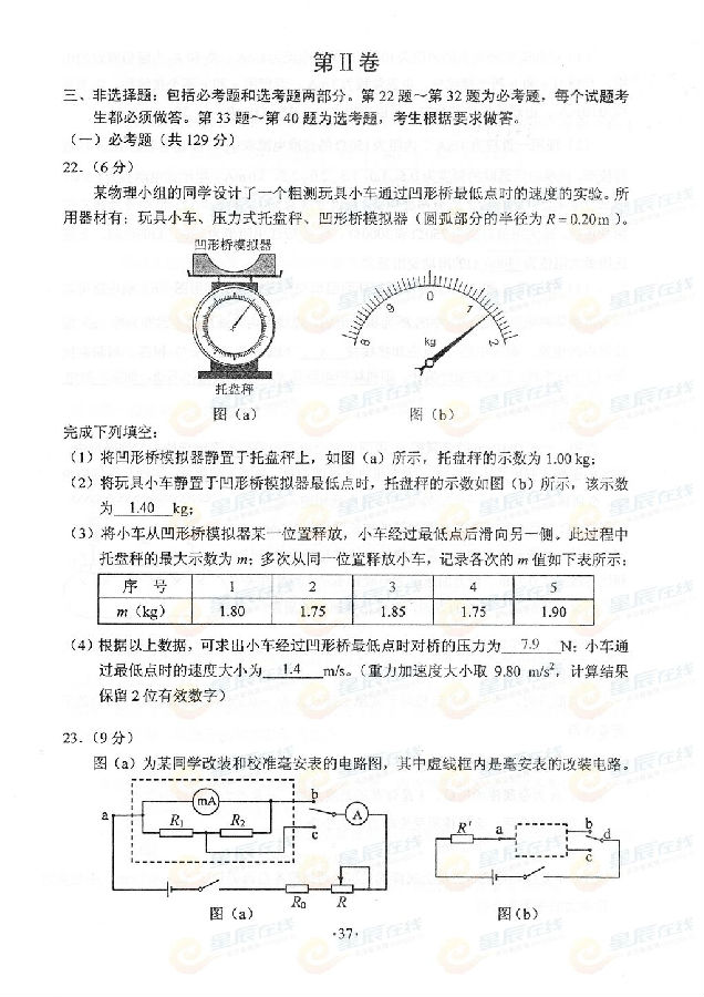 2015湖南高考理科综合试卷试题
