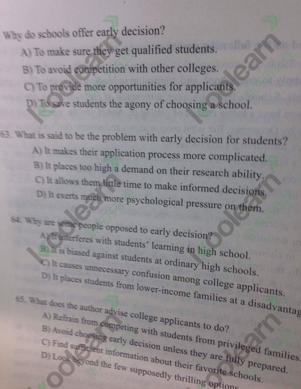 2015年6月cet6阅读真题